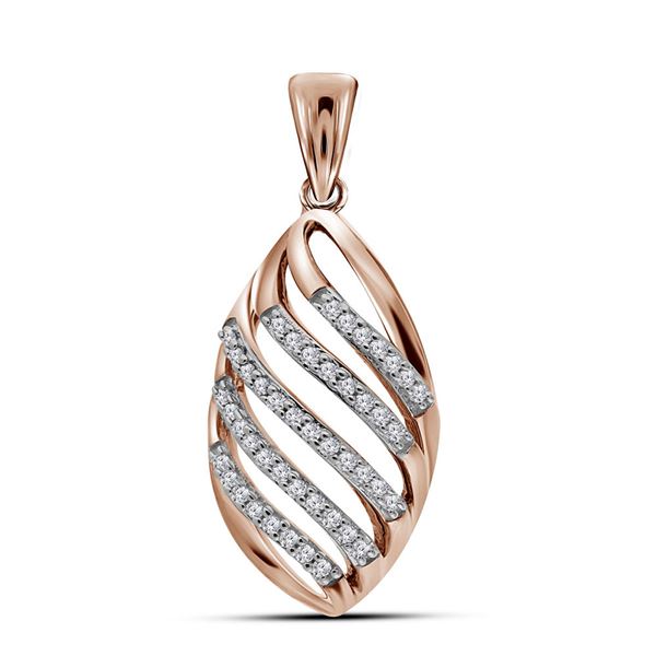 Diamond Oval Cascading Stripe Fashion Pendant 1/6 Cttw 10kt Rose Gold