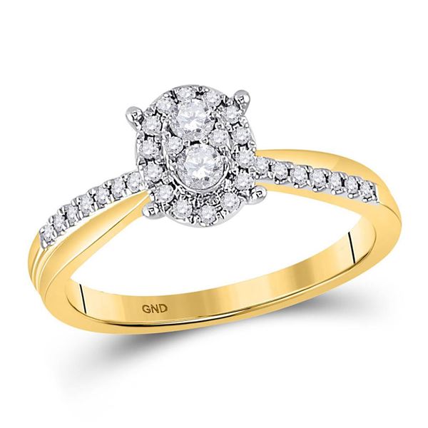 Diamond Oval Cluster Ring 1/4 Cttw 10kt Yellow Gold