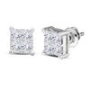 Image 1 : Princess Diamond Square Earrings 1/2 Cttw 14kt White Gold