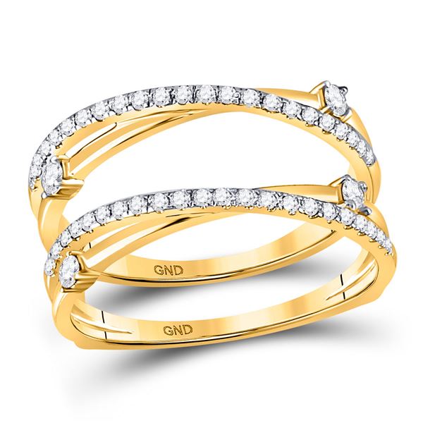 Diamond Wedding Wrap Ring Guard Enhancer 3/8 Cttw 14kt Yellow Gold