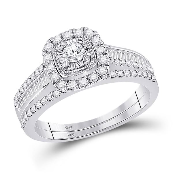 Diamond Bridal Wedding Ring Band Set 5/8 Cttw 10kt White Gold