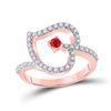 Image 1 : Ruby Diamond Heart Ring 3/8 Cttw 10kt Rose Gold