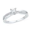 Image 1 : Diamond Solitaire Crossover Promise Ring 1/4 Cttw 10kt White Gold