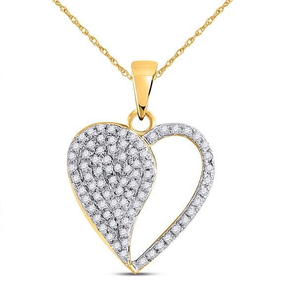 Diamond Modern Heart Pendant 1/3 Cttw 10kt Yellow Gold