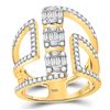 Image 1 : Baguette Diamond Triple Cluster Fashion Ring 7/8 Cttw 14kt Yellow Gold