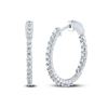 Image 1 : Diamond Single Row Hoop Earrings 1-1/2 Cttw 10kt White Gold