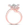 Image 3 : Baguette Diamond Bypass Flower Cocktail Ring 1-1/3 Cttw 14kt Rose Gold