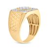 Image 4 : Mens Diamond Square Cluster Textured Ring 3/4 Cttw 10kt Yellow Gold