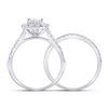 Image 4 : Princess Diamond Cluster Bridal Wedding Ring Band Set 1 Cttw 14kt White Gold