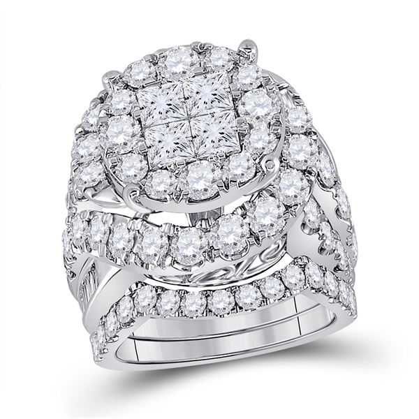 Princess Diamond Bridal Wedding Ring Band Set 5-5/8 Cttw 14kt White Gold