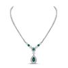 Image 1 : Pear Emerald Diamond Teardrop Cocktail Necklace 3 Cttw 14kt White Gold
