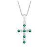 Image 1 : Lab-Created Emerald Cross Pendant 1/3 Cttw 10kt White Gold