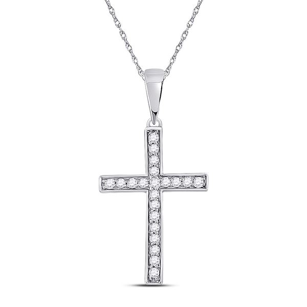 Diamond Cross Pendant 1/20 Cttw 10kt White Gold