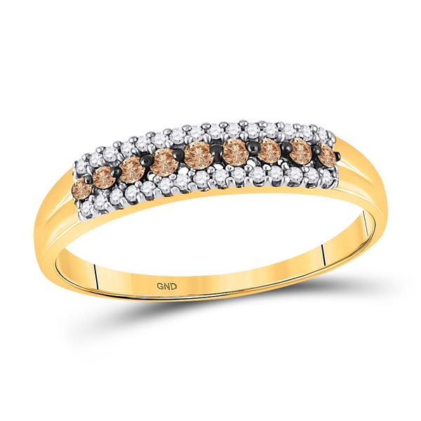 Brown Diamond Band Ring 1/5 Cttw 10kt Yellow Gold