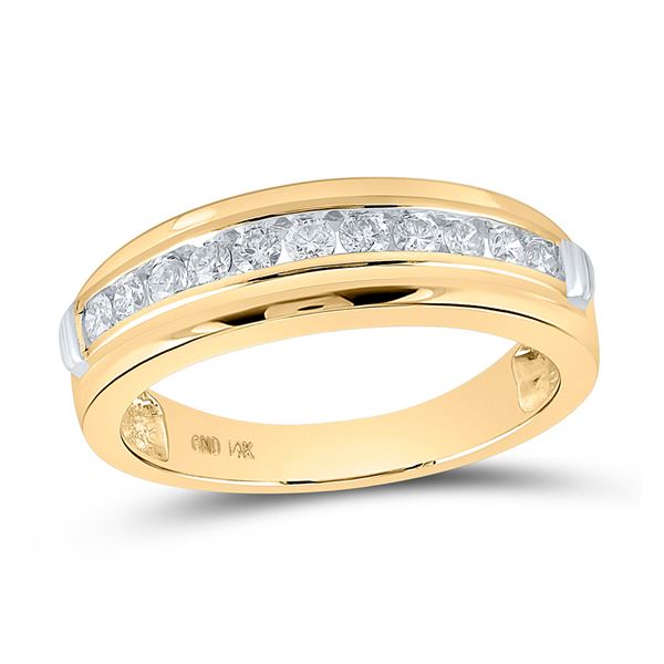 Mens Diamond Wedding Band Ring 1/2 Cttw 14kt Yellow Gold
