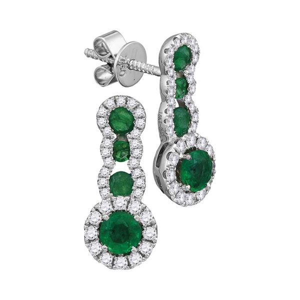 Emerald Diamond Fashion Earrings 1-1/3 Cttw 18kt White Gold