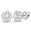 Image 1 : Diamond Flower Cluster Earrings 1/4 Cttw 14kt White Gold