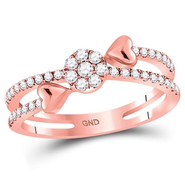 Diamond Finger Wrap Heart Cluster Band Ring 1/3 Cttw 14kt Rose Gold