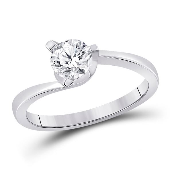 Diamond Solitaire Bridal Wedding Engagement Ring 3/4 Cttw 14kt White Gold