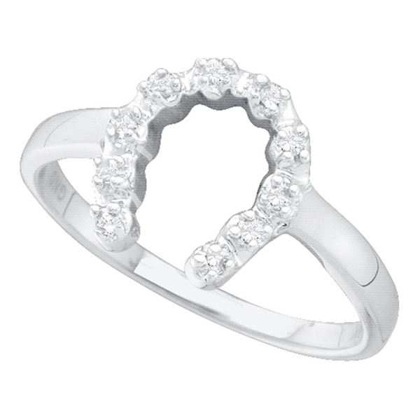 Diamond Lucky Horseshoe Ring 1/20 Cttw 10kt White Gold