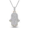 Image 1 : Mens Diamond Hamsa Hand Charm Pendant 4 Cttw 14kt Yellow Gold