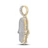 Image 2 : Mens Diamond Hamsa Hand Charm Pendant 4 Cttw 14kt Yellow Gold