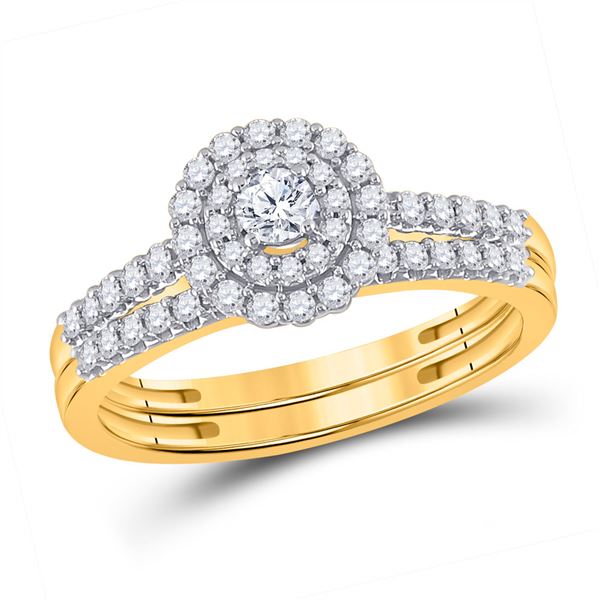 Diamond Bridal Wedding Ring Band Set 1/2 Cttw 10kt Yellow Gold