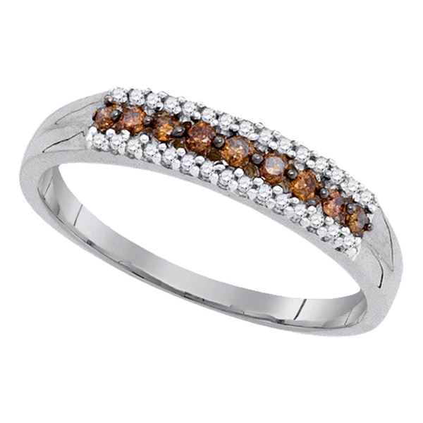 Brown Diamond Band Ring 1/5 Cttw 10kt White Gold