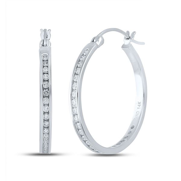 Diamond Hoop Earrings 1/2 Cttw 14kt White Gold
