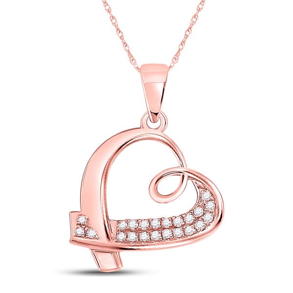 Diamond Sideways Heart Pendant 1/10 Cttw 10kt Rose Gold