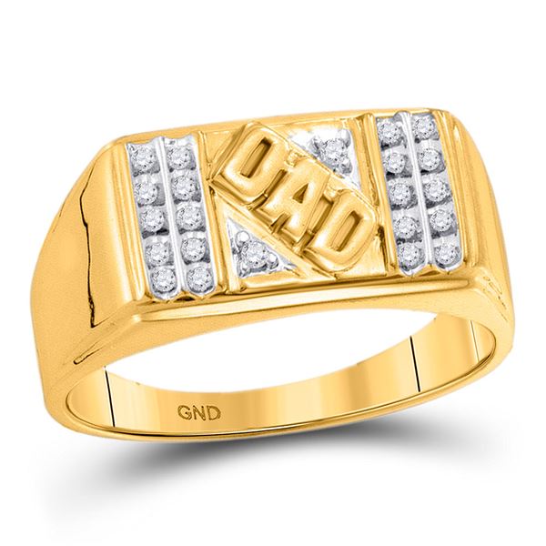 Mens Diamond Dad Father Ring 1/8 Cttw 10kt Yellow Gold