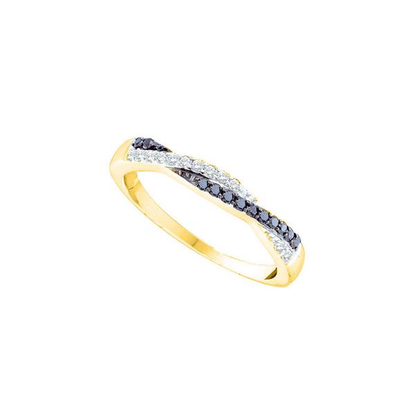 Black Color Enhanced Diamond Slender Twist Band 1/4 Cttw 14kt Yellow Gold