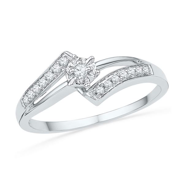 Diamond Solitaire Bridal Wedding Engagement Ring 1/10 Cttw 10kt White Gold