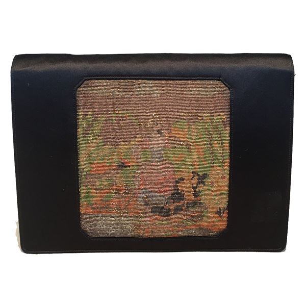 Anton Moritz Vintage Needlepoint Silk Clutch