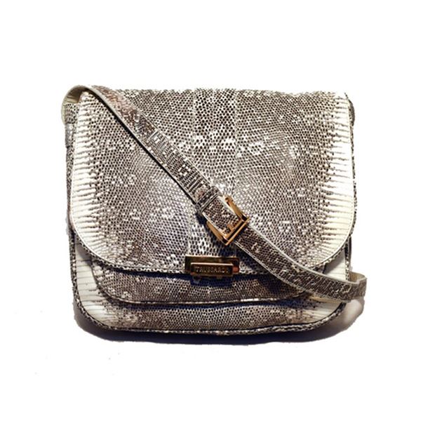 Trussardi Grey & White Ring Lizard Messenger Shoulder Bag