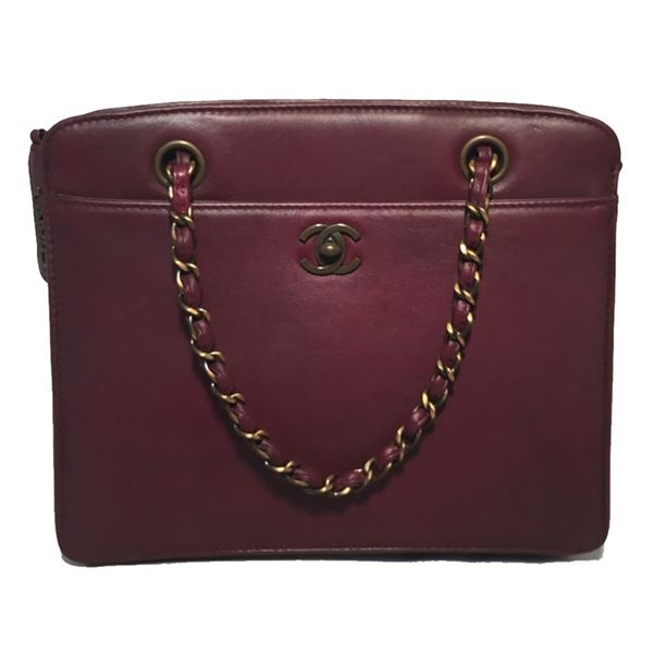 RARE Chanel Maroon Leather Handbag