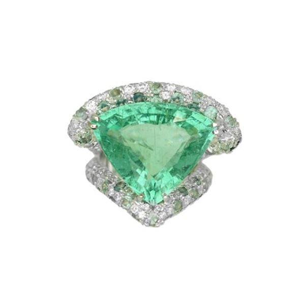 GIA 15.56ct Natural Paraiba Tourmaline 18K White Gold Ring