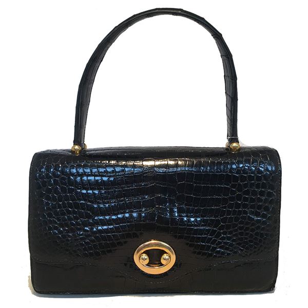 Hermes Vintage Black Alligator Handbag, circa 1960s