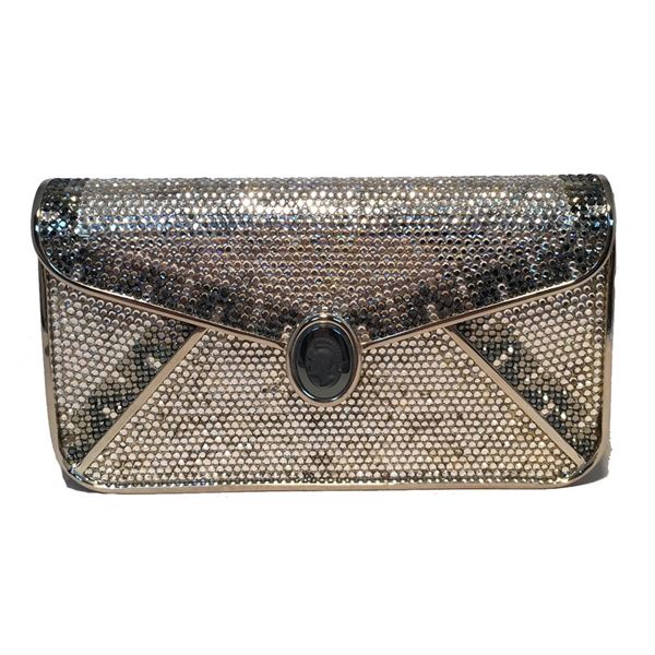 Judith Leiber Vintage Roman Soldier Cameo Swarovski Crystal Minaudiere Clutch