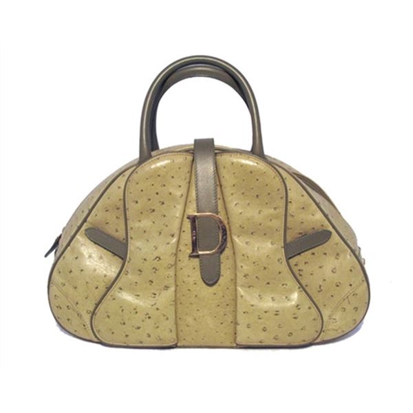Christian Dior Green Ostrich Leather Handbag