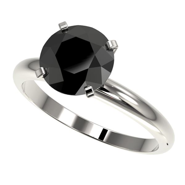 2.59 ctw Fancy Black Diamond Solitaire Engagment Ring 10k White Gold - REF-57N8F