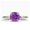 Image 1 : 2 ctw Cushion Cut Amethyst Designer Engagment Ring 18k White Gold - REF-25N2F