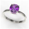 Image 2 : 2 ctw Cushion Cut Amethyst Designer Engagment Ring 18k White Gold - REF-25N2F