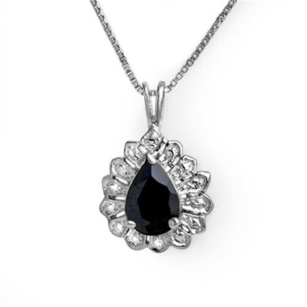 1.10 ctw Blue Sapphire Pendant 18k White Gold - REF-14A3N