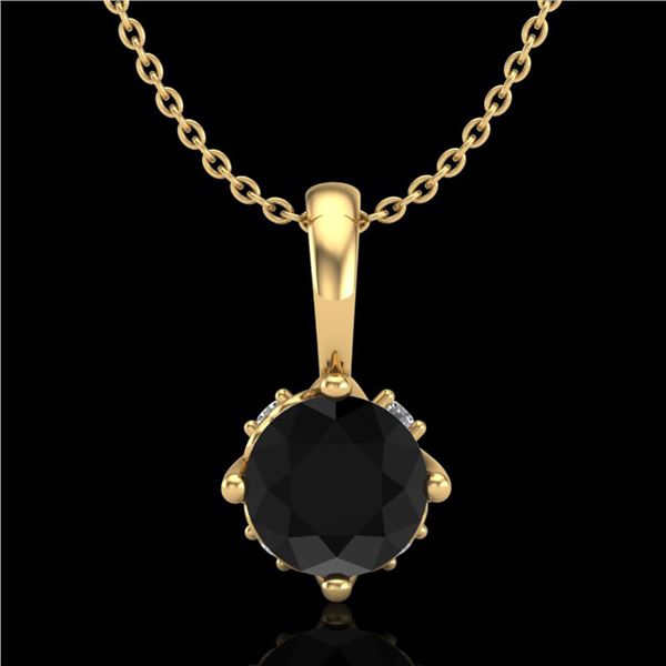 0.62 ctw Fancy Black Diamond Art Deco Stud Necklace 18k Yellow Gold - REF-40Y9X