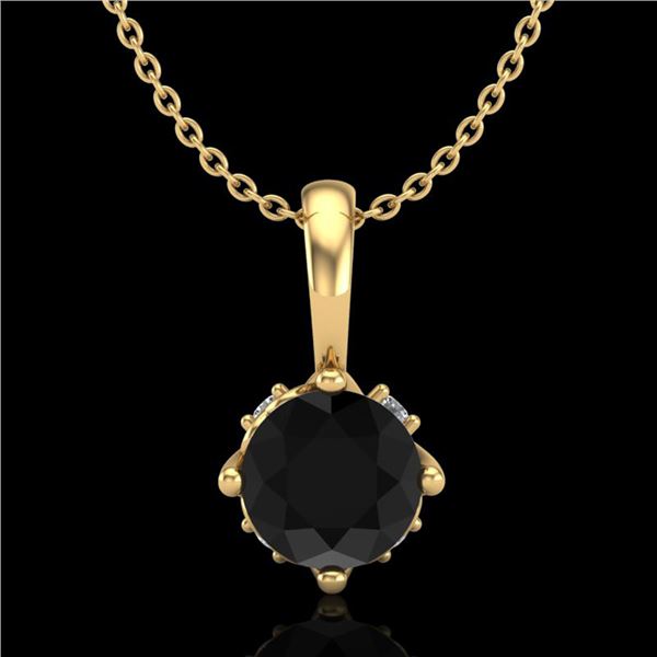 0.62 ctw Fancy Black Diamond Art Deco Stud Necklace 18k Yellow Gold - REF-40Y9X