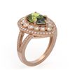 Image 2 : 5.02 ctw Certified Tourmaline & Diamond Victorian Ring 14K Rose Gold - REF-172X8A