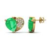 Image 2 : 2.50 ctw Emerald & Micro Pave VS/SI Diamond Earrings 10k Yellow Gold - REF-25F9M