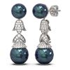 Image 2 : 1.01 ctw Diamond & Pearl Earrings 18K White Gold - REF-154M2G