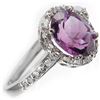 Image 2 : 2.15 ctw Amethyst & Diamond Ring 14k White Gold - REF-22R9K